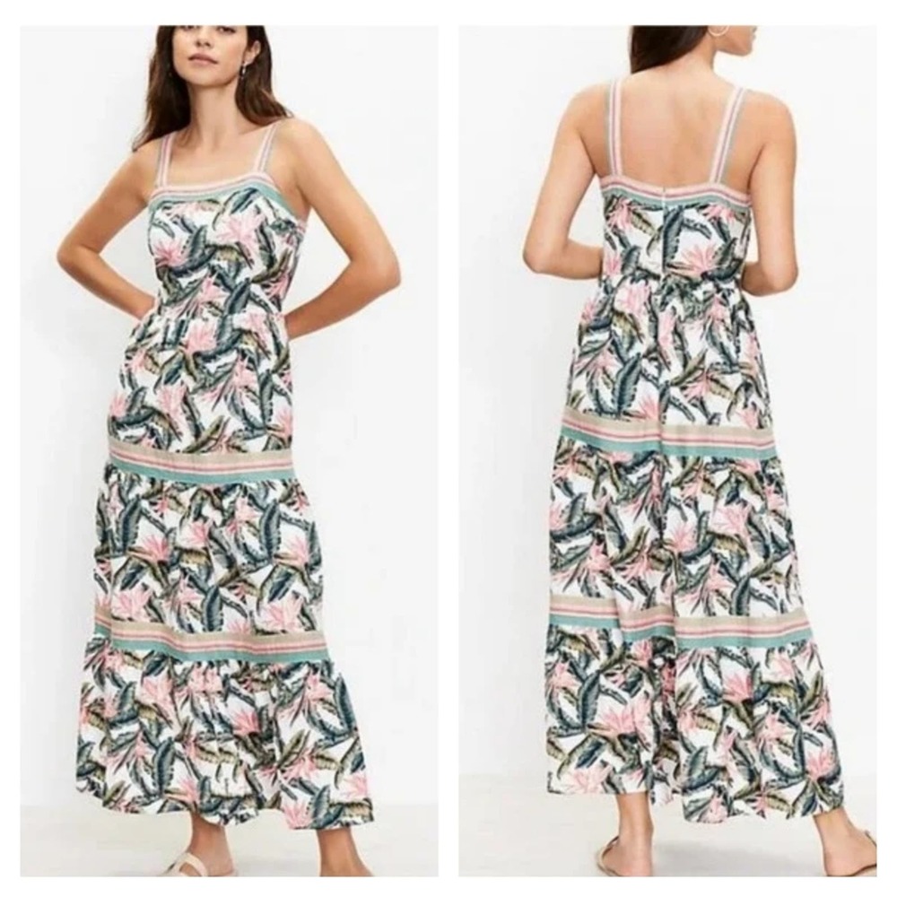 LOFT Floral Maxi Dress - Pink and Green